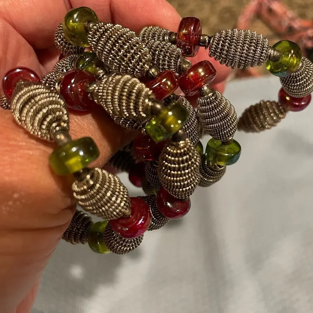 Multicolored Silver Wire Purple and Green Napkin Rings 2 sets of 6 Each = 12